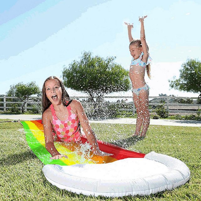Extra-Long Inflatable Water Slide for Backyard β Rainbow Summer Slip & Slide for Kids and Adults