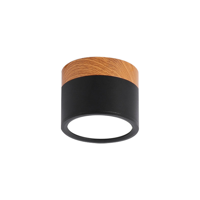 Modern Flush Mount Ceiling Light with LED Compact Wood Accent Ceiling Lamp