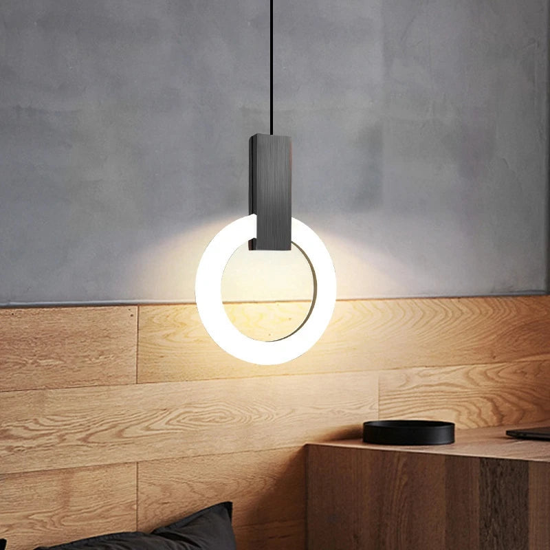 Modern LED Circular Pendant Light Ring Ceiling Hanging Lamp Contemporary Energy Efficient Lighting Fixture