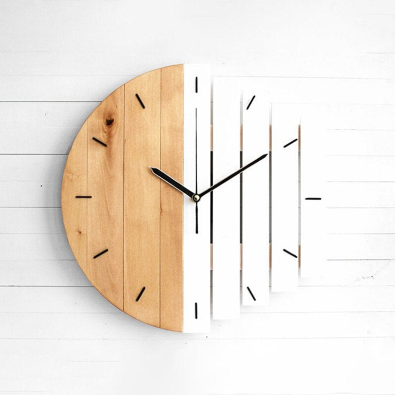 Natural Wooden Wall Clock Silent Movement Home Decor