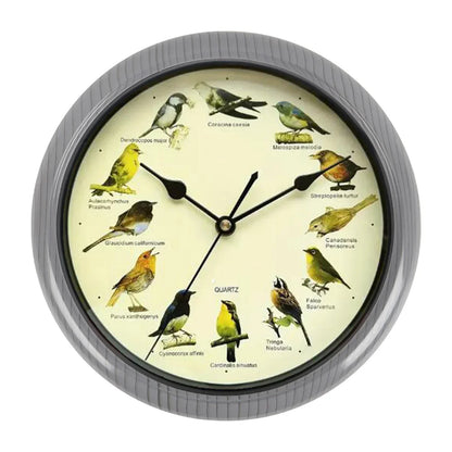 10 Inch Bird Sound Wall Clock with Hourly Birdsong Silent Movement Home Decor