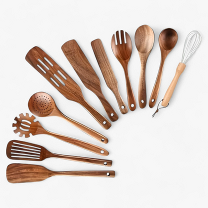 11-Piece Kitchen Utensil Set with Holder – Non-Stick Cooking Tools with Ergonomic Handles