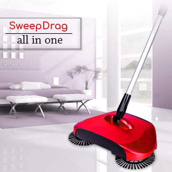 2 in 1 Manual Sweeper Vacuum Cordless Floor Cleaner