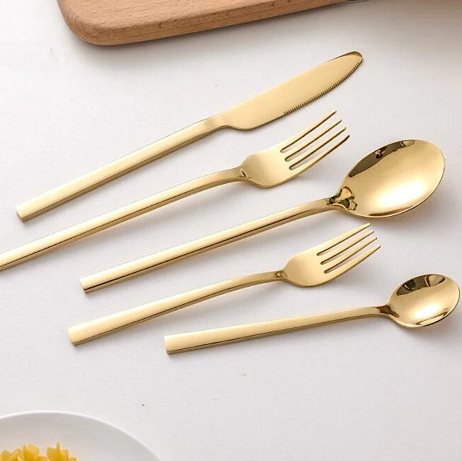 24 Piece Stainless Steel Cutlery Set Fork Knife Spoon Teaspoon Flatware Set for 6 People