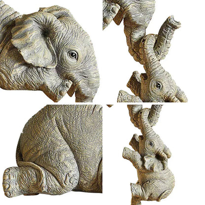 3 Pcs Mother And Baby Decorative Elephant Statue Home Accent Figurine