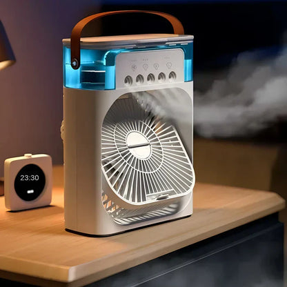 3-in-1 Portable Air Cooler Fan with 7-Colour LED Light for Home, Office and Outdoor Use