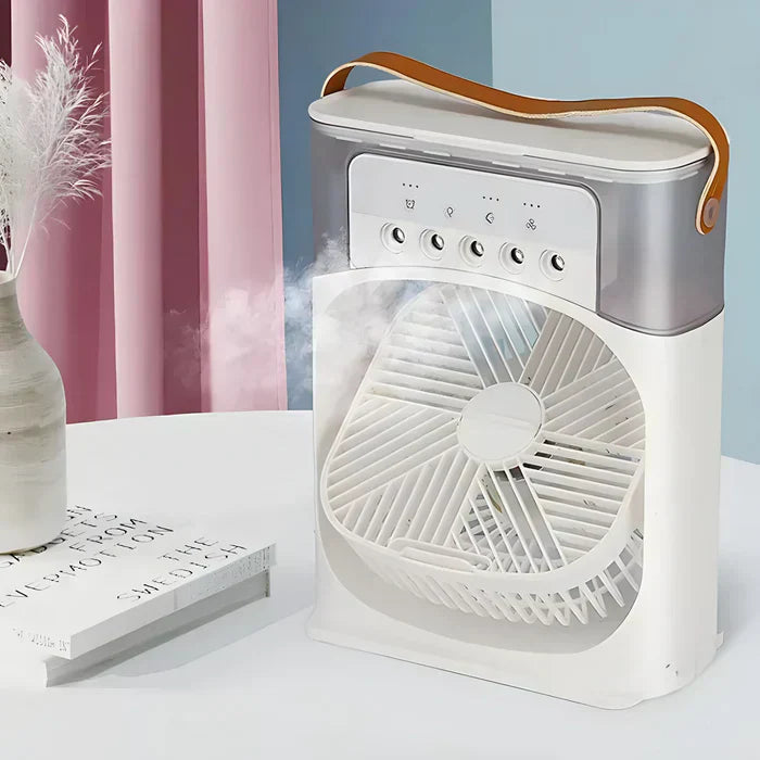 3-in-1 Portable Air Cooler Fan with 7-Colour LED Light for Home, Office and Outdoor Use