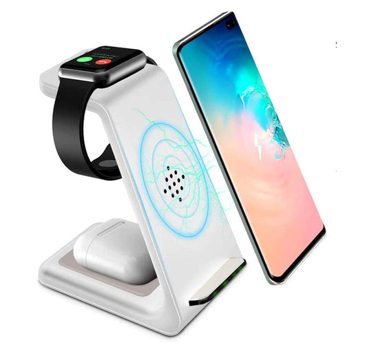 3 in 1 Wireless Charging Station Fast Charger Dock Apple Samsung Phone Watch Earbuds