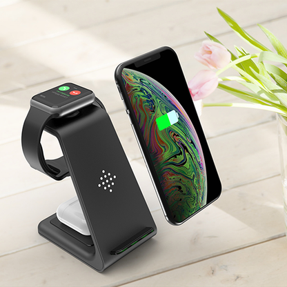 3 in 1 Wireless Charging Station Fast Charger Dock Apple Samsung Phone Watch Earbuds