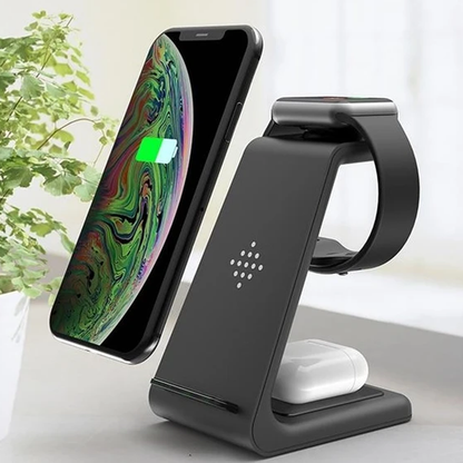 3 in 1 Wireless Charging Station Fast Charger Dock Apple Samsung Phone Watch Earbuds