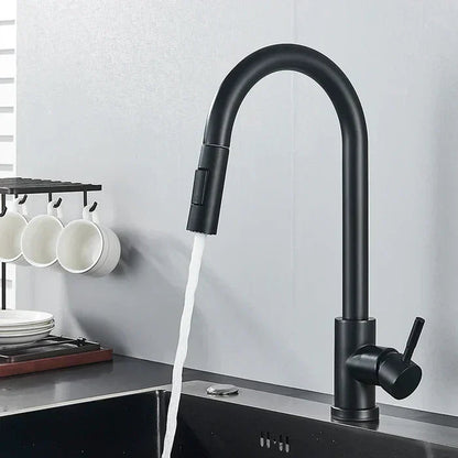 360° Rotating Kitchen Faucet with Touch Sensor – Dual Water Mode Smart Sink Tap