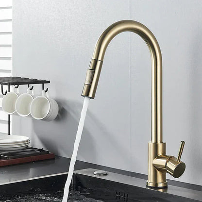 360° Rotating Kitchen Faucet with Touch Sensor – Dual Water Mode Smart Sink Tap