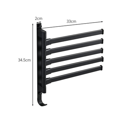 5 Arm Swivel Towel Rack Wall Mounted Bathroom Towel Holder Organizer