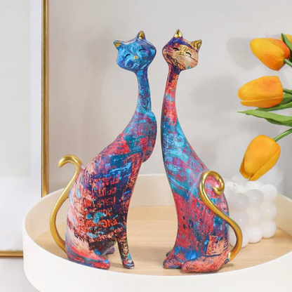 Abstract Cat Sculpture Modern Minimalist Cat Figurine Decorative Home Office Art Statue