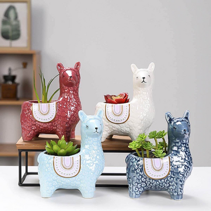 Alpaca Plant Pot Cute Animal Succulent Planter Decorative Indoor Desk Flower Pot