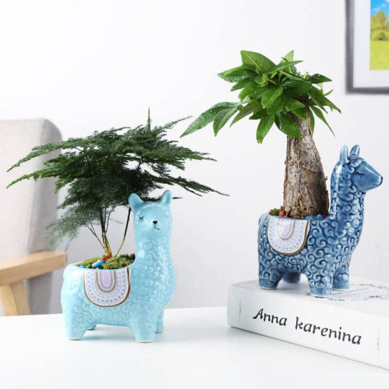 Alpaca Plant Pot Cute Animal Succulent Planter Decorative Indoor Desk Flower Pot