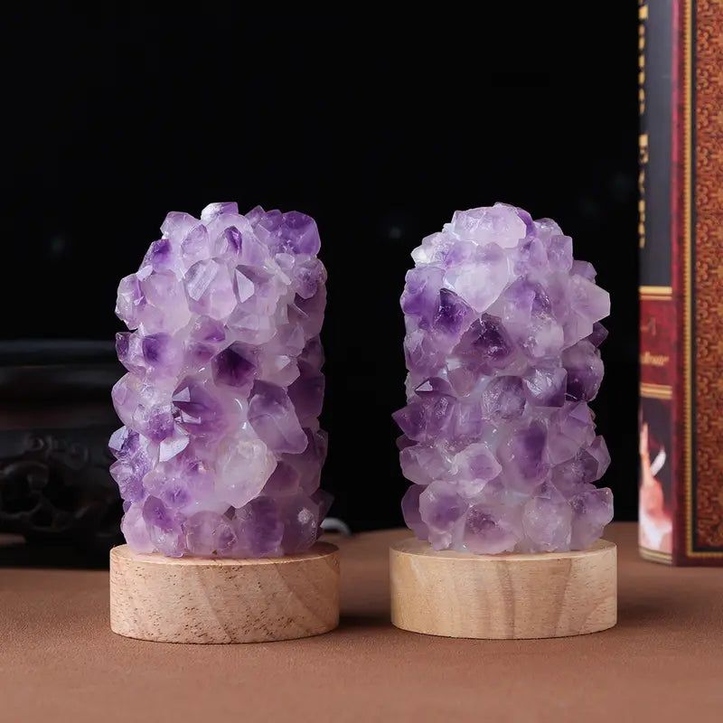 Amethyst Crystal Lamp with Calming Light – Natural Healing Stone LED Table Lamp for Home & Bedroom