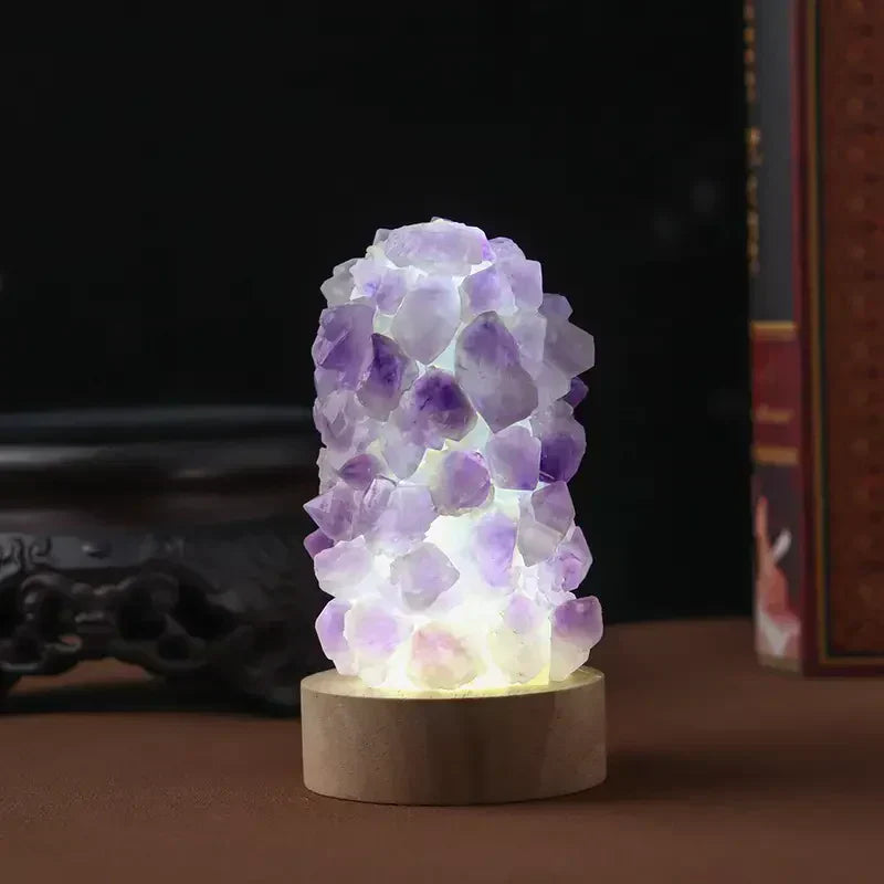 Amethyst Crystal Lamp with Calming Light – Natural Healing Stone LED Table Lamp for Home & Bedroom