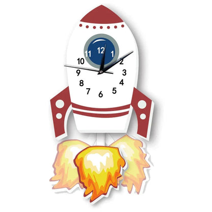 Animal Theme Wall Clock Kids Room Decorative Pendulum Learning Clock