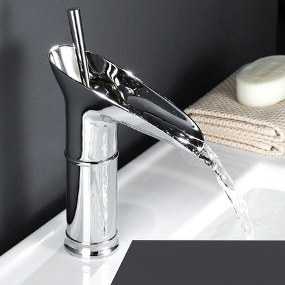 Antique Waterfall Bathroom Sink Faucet Solid Brass Single Handle Mixer Tap