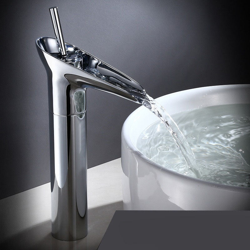 Antique Waterfall Bathroom Sink Faucet Solid Brass Single Handle Mixer Tap