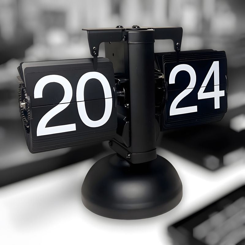 Automatic Flip Clock Silent Mechanism Retro Desk Clock Rotating Page Display Modern Decor