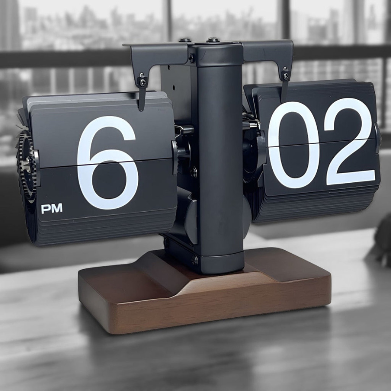 Automatic Flip Clock Silent Mechanism Retro Desk Clock Rotating Page Display Modern Decor