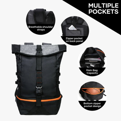 Basketball Backpack Sports Bag – 35L Large Capacity Sports Equipment Travel Backpack
