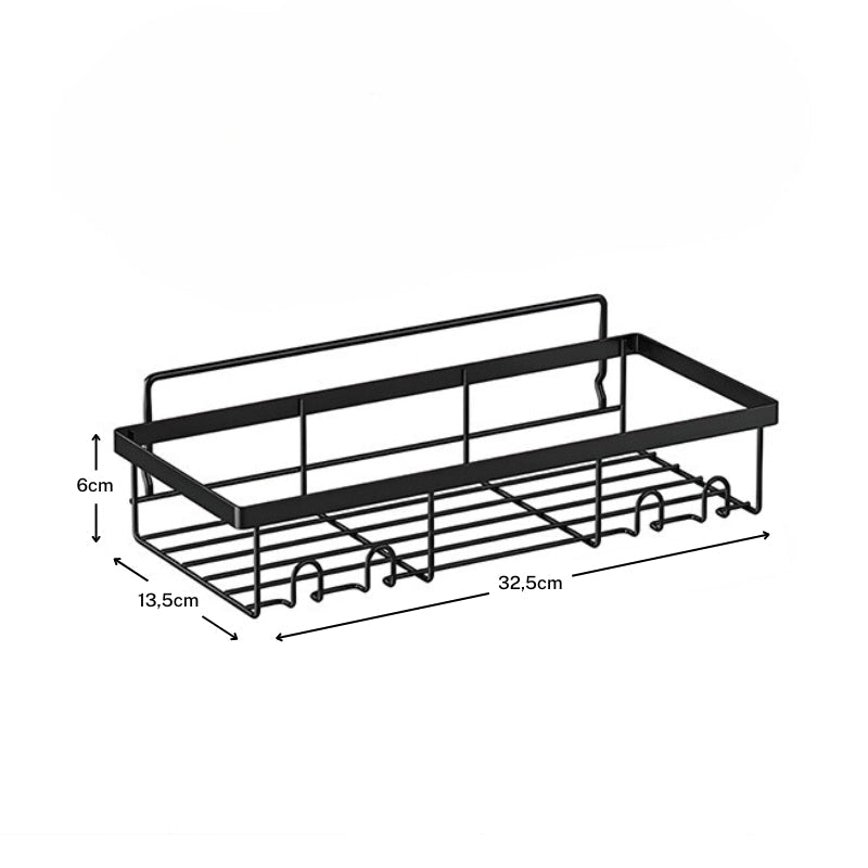 Bathroom Shower Shelf Organizer Wall Mounted Storage Rack with Adhesive Installation and Hooks
