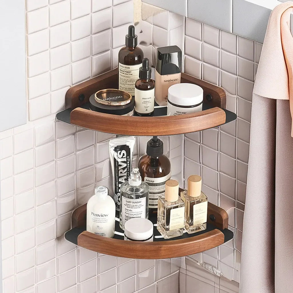 Bathroom Storage Shelves Natural Wooden Wall Shelves for Stylish Organisation