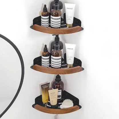 Bathroom Storage Shelves Natural Wooden Wall Shelves for Stylish Organisation