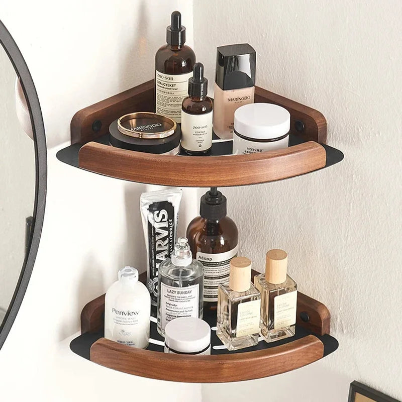 Bathroom Storage Shelves Natural Wooden Wall Shelves for Stylish Organisation