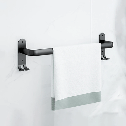 Black Metal Bathroom Towel Holder Wall Mounted Towel Rack Storage
