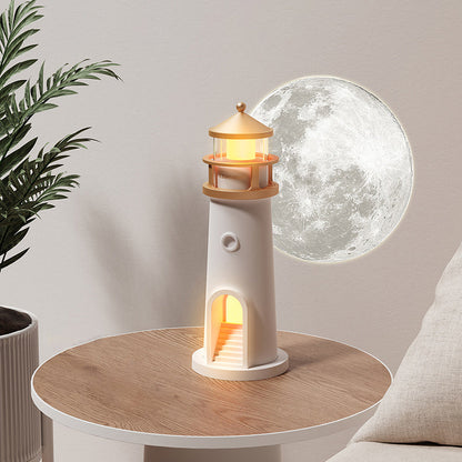 Bluetooth Speaker Lamp Moon Projection Night Light Lighthouse LED Decor