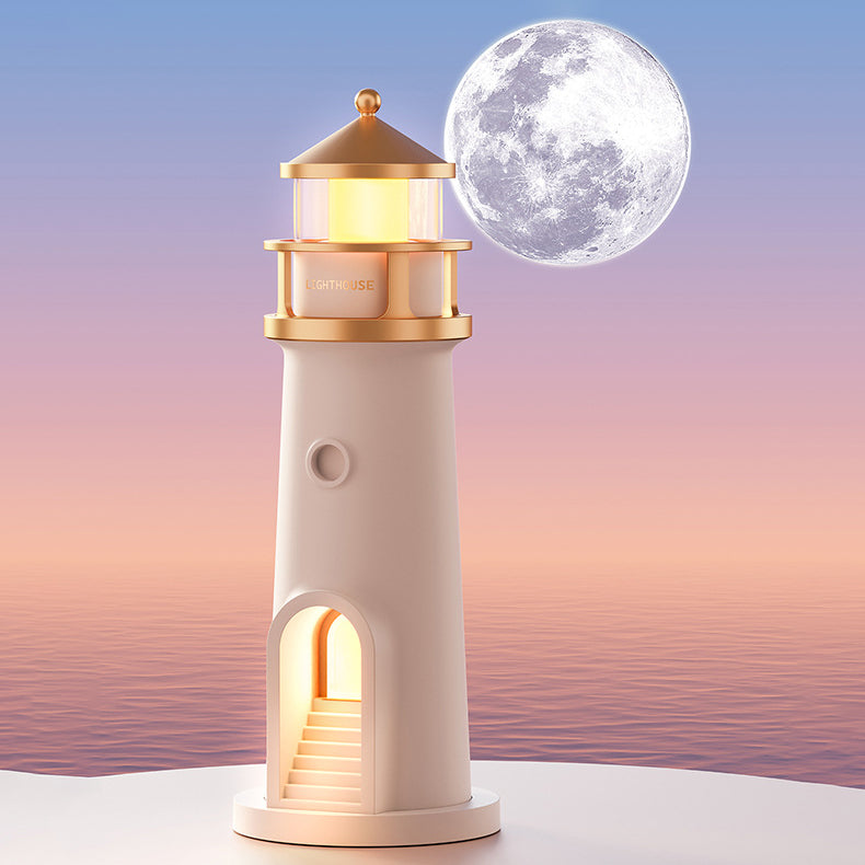 Bluetooth Speaker Lamp Moon Projection Night Light Lighthouse LED Decor