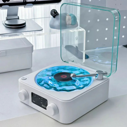 Bluetooth Vinyl Speaker with Rotating Turntable RGB Light Portable Music Player
