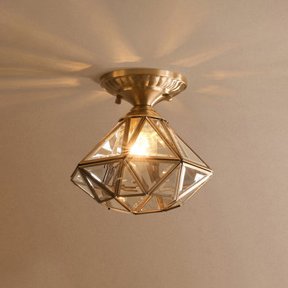 Brass Ceiling Light Star Glass Flush Mount Lamp Classic Bedroom Hallway Lighting