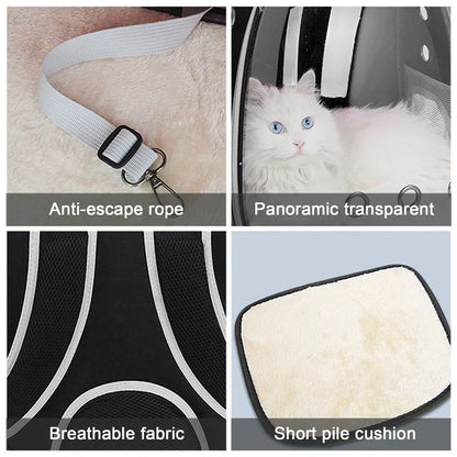 Breathable Pet Backpack Carrier Clear View Window Padded Shoulder Straps Travel Bag
