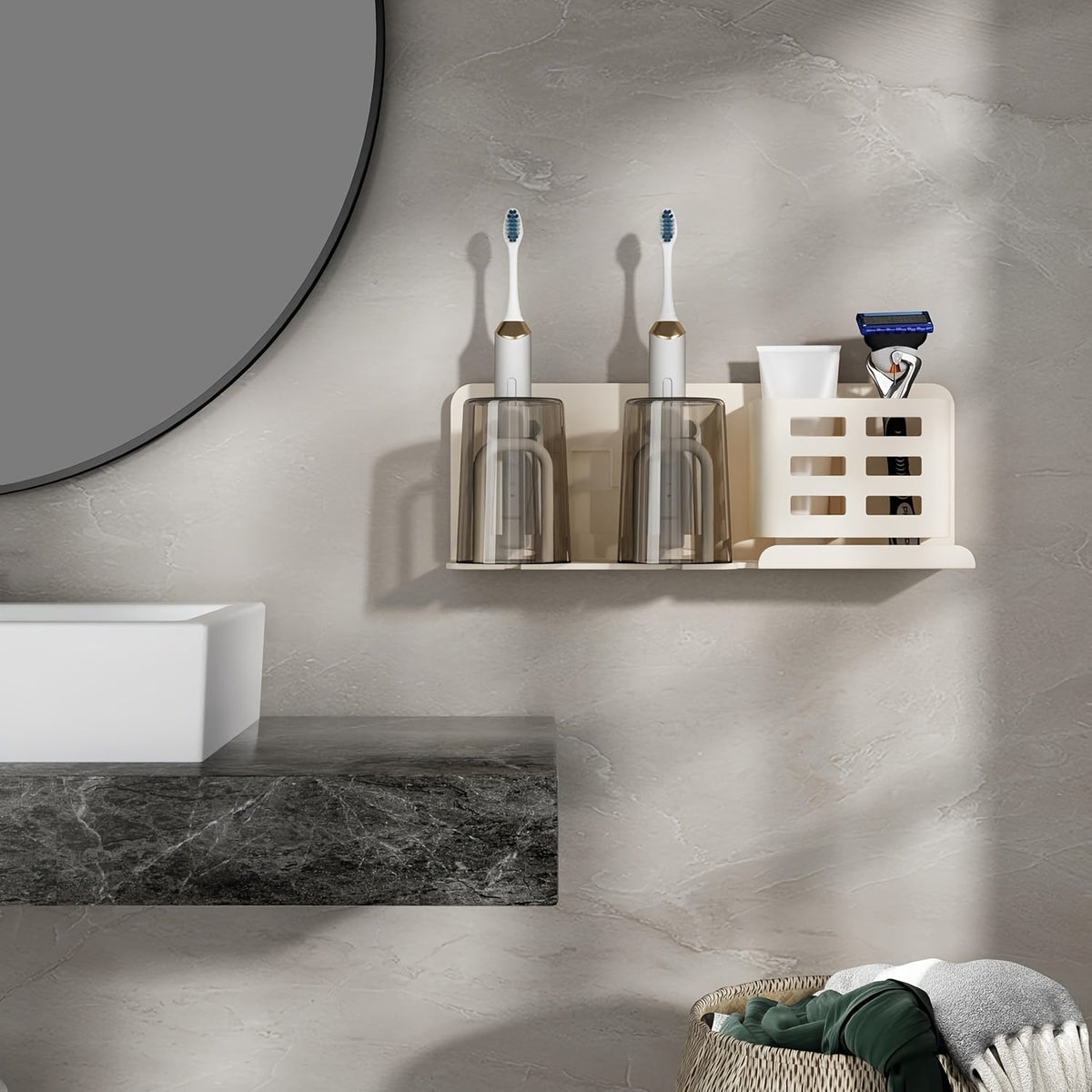 BristleHub Wall Mounted Toothbrush Holder Aluminum Bathroom Organizer