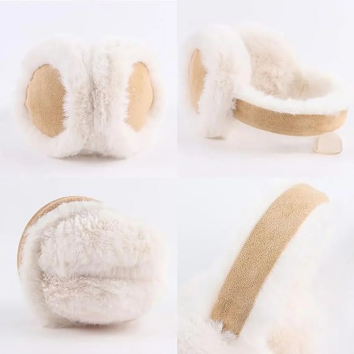Brown Fluffy Ear Muffs Winter Ear Warmers Soft Lined Foldable Fit