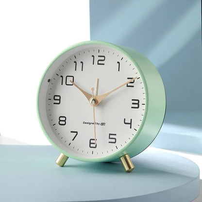 CalmTime Modern Silent Round Desk Clock for Bedroom Office and Living Room