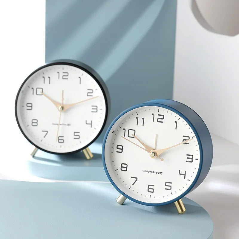 CalmTime Modern Silent Round Desk Clock for Bedroom Office and Living Room