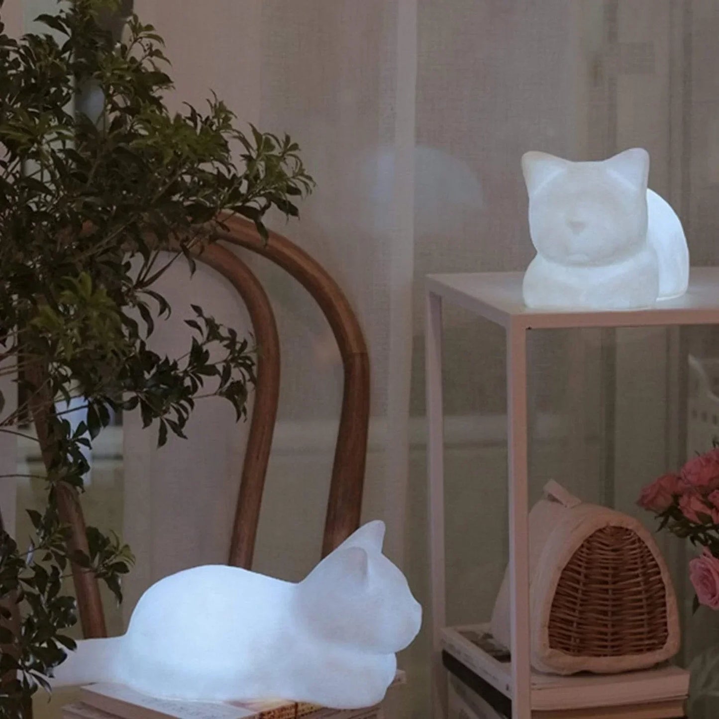 Cat Night Light Dreamy Wireless Touch Lamp Silicone Bedroom Decor Cute