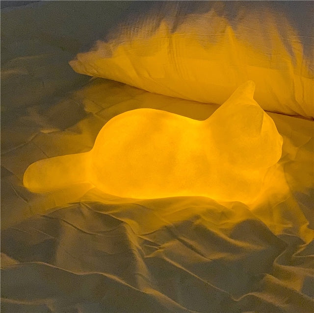 Cat Night Light Dreamy Wireless Touch Lamp Silicone Bedroom Decor Cute
