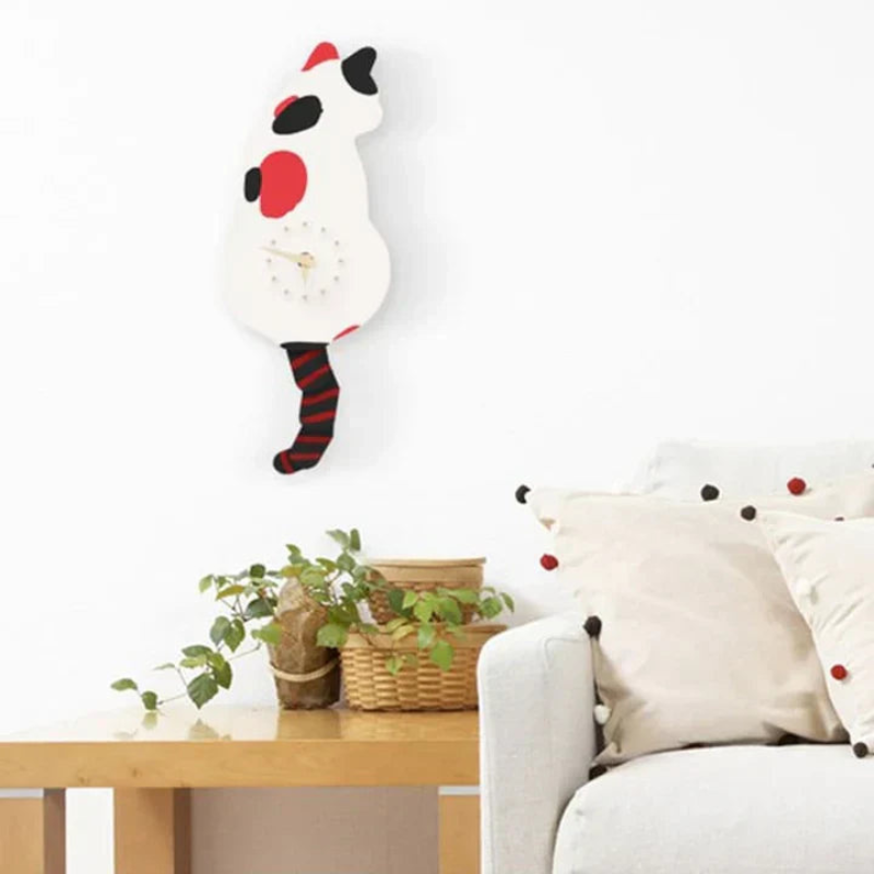 Cat Tail Wagging Wall Clock Cartoon Animal Decorative Swing Tail Pendulum Clock