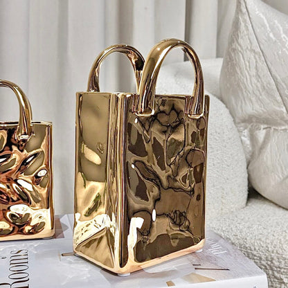 ChicPouch Creative Gold Handbag Vase Decorative Accent