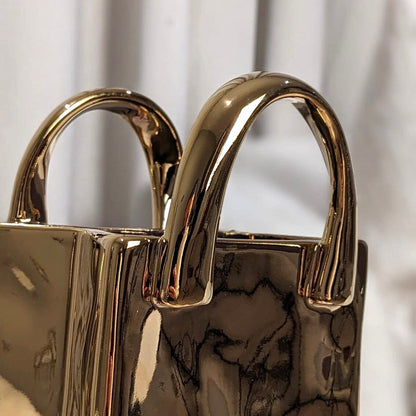 ChicPouch Creative Gold Handbag Vase Decorative Accent