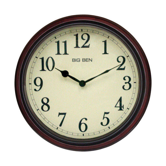 Classic Brown Wooden Wall Clock Silent Quartz Home Decor Display