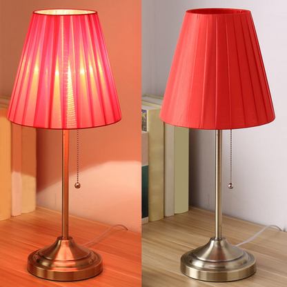 Classic Table Lamp with Empire Shade – Pull Chain Bedside Lamp for Living Room & Reading