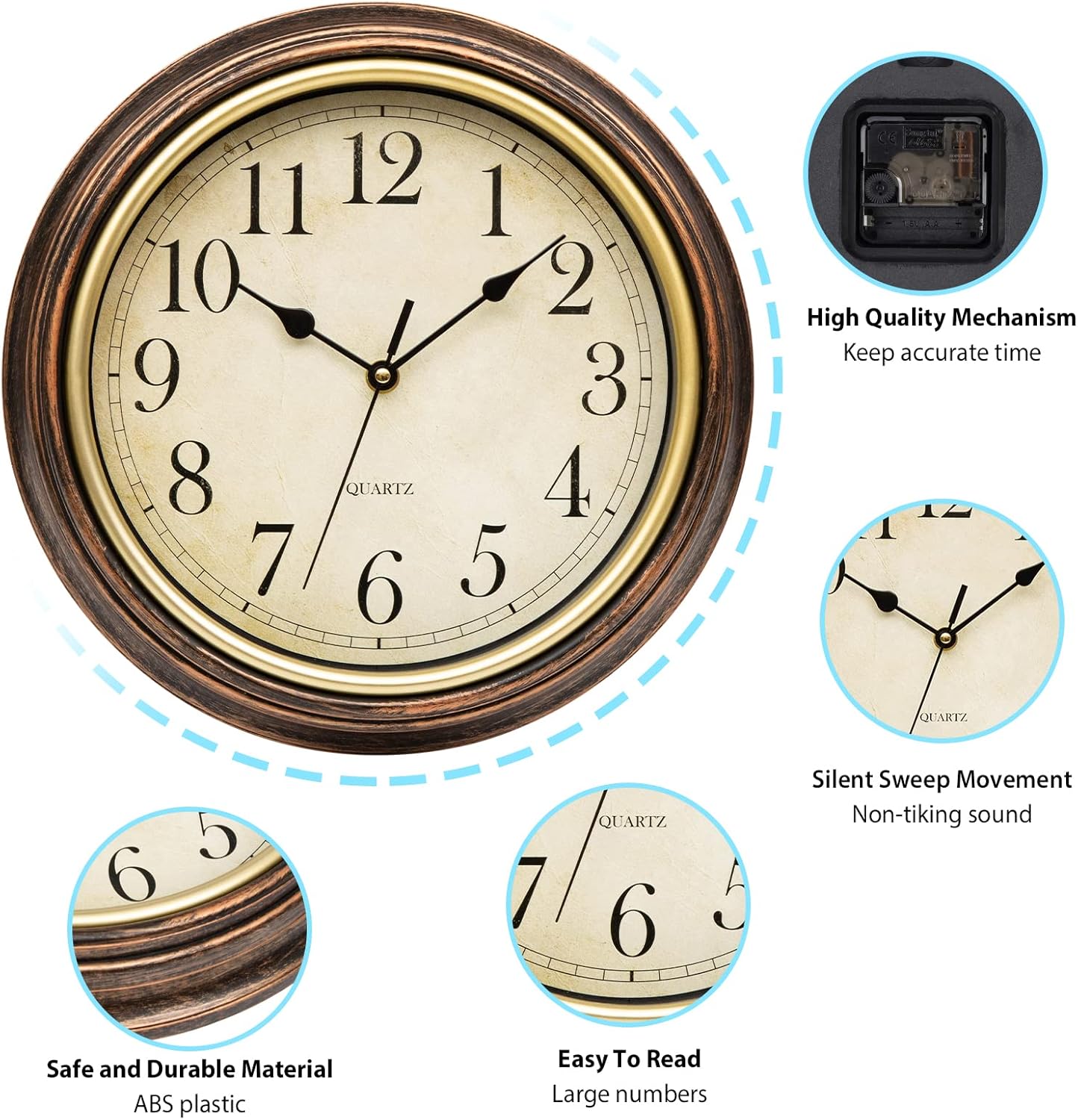 Classic Wooden Wall Clock Silent Mechanism Timeless Design